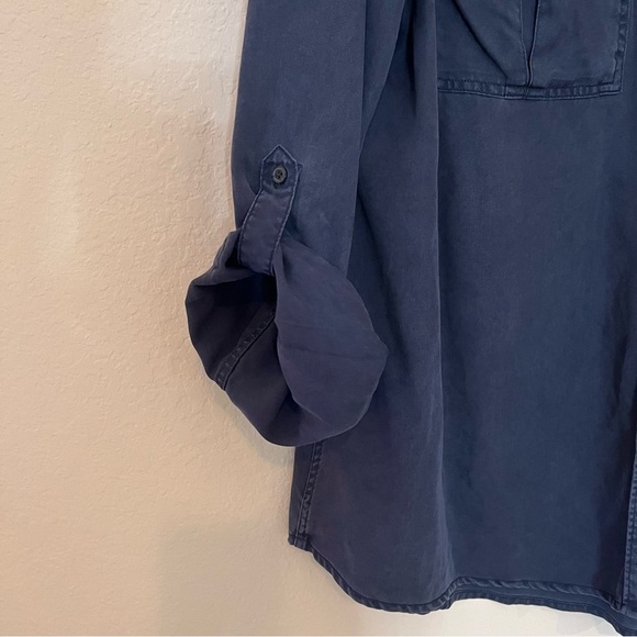 Pistola Revolve Button Down Blouse Top Long Sleeve Navy Blue SZ XXL - Picture 7 of 14